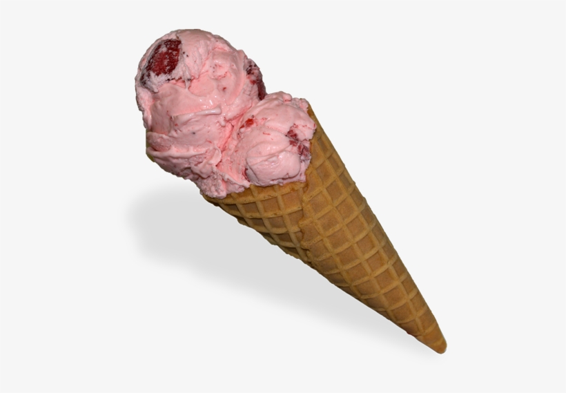 Straberry Ice Cream In A Waffle Cone - Hard Ice Cream Cones, transparent png