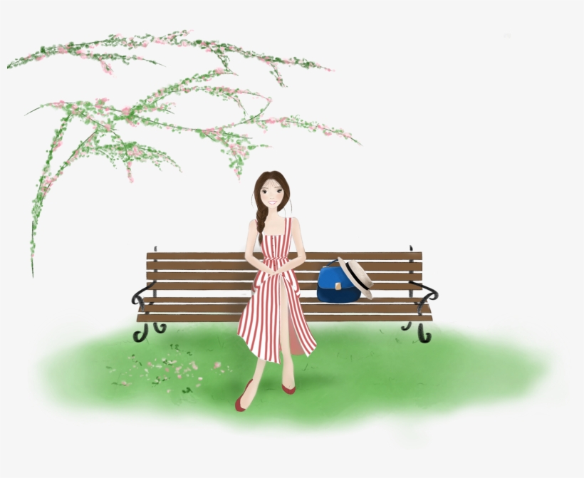Park Bench Fashion Illustration - Illustration, transparent png