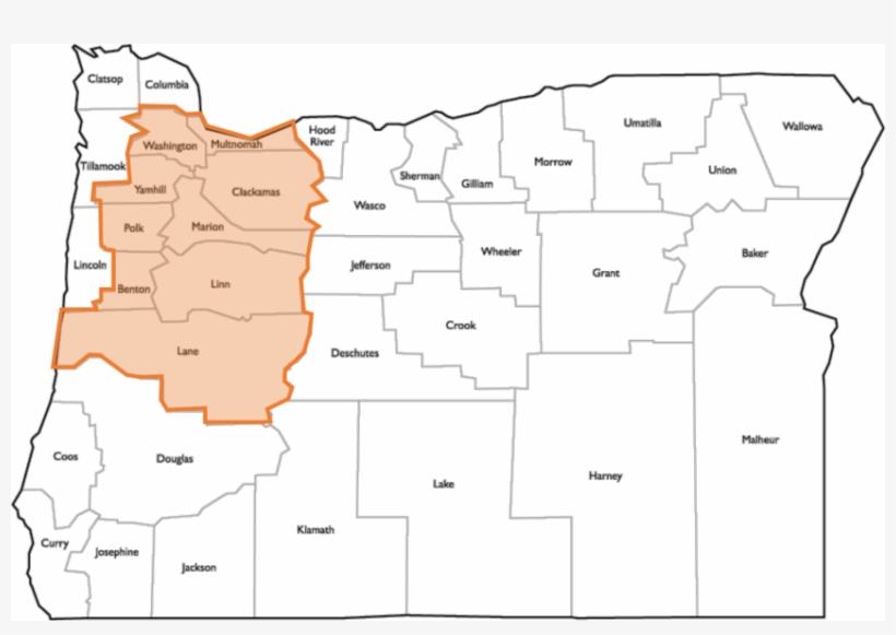 Map Of Oregon Counties, With Willamette Valley Counties - Map Willamette Valley, transparent png