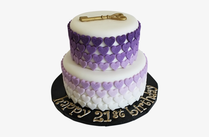 Two Tier Birthday Cakes - Purple Birthday Cake Hearts, transparent png