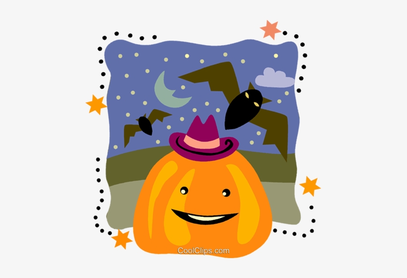 Jack O Lantern With Flying Bats Royalty Free Vector - Bat, transparent png