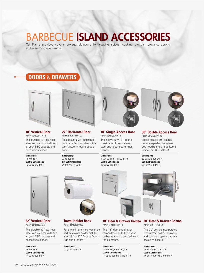 12 / - Cal Flame Outdoor Kitchen 30 In. Stainless Steel Door, transparent png