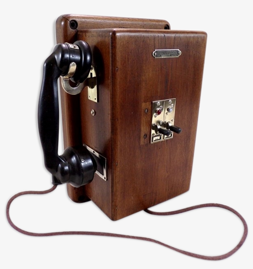 Phone Old Telephone Standard Wooden Brass And Metal - Plywood, transparent png