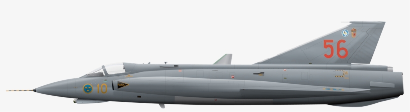 Saab J35j Draken 35556 Side Profile View - Saab Draken Profile, transparent png