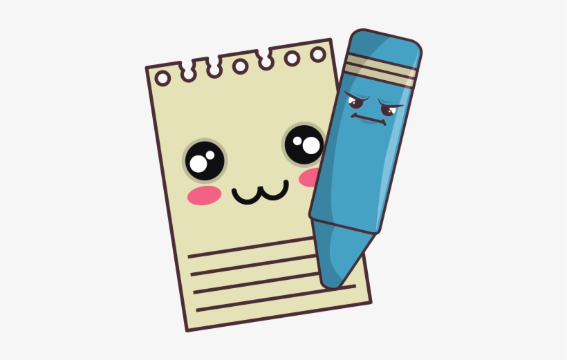And Color Pencil Icons By Canva - Kawaii Pencil And Paper, transparent png