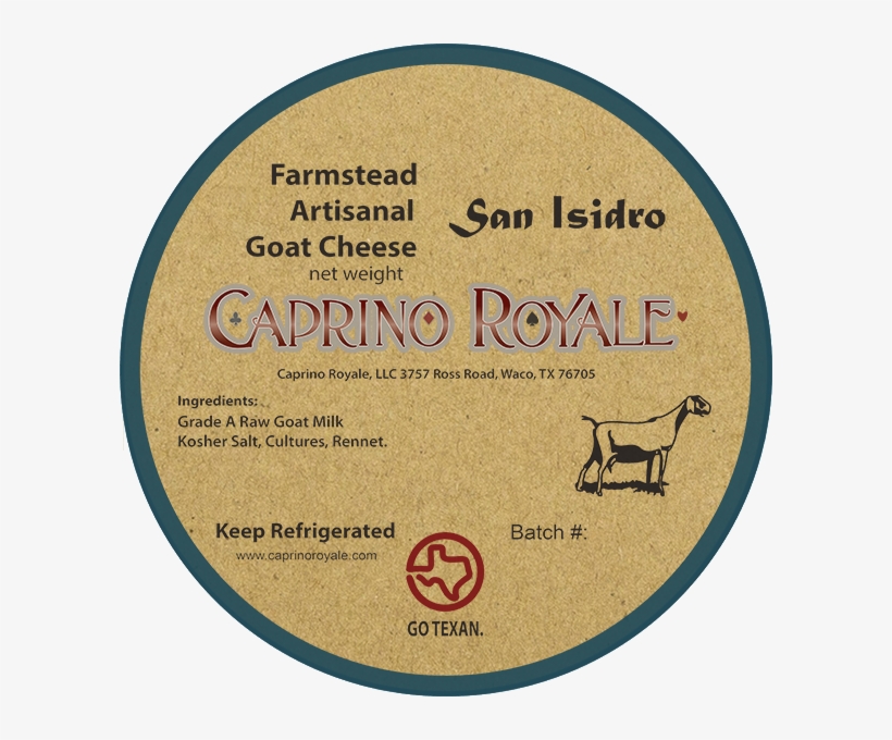 San Isidro Caprino Royale Kraft Paper Cheese Label - Go Texan, transparent png