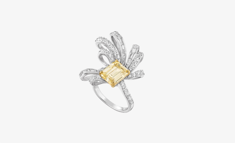 Ring, Rhodium Silver 925/1000 Set With Emerald Cut - Art Deco, transparent png