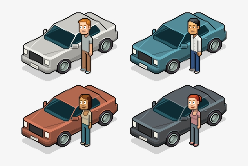 56 Cars N Chars - Car Isometric Pixel Art, transparent png