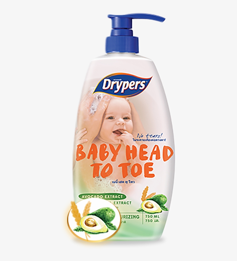 Drypers Baby Head To Toe With Avocado Extract And Oat - Drypers Baby Head To Toe Avocado 750ml, transparent png