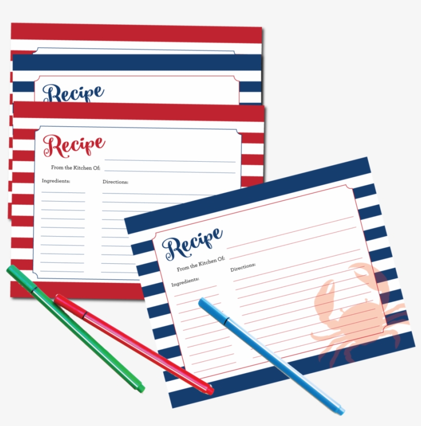 Blue Stripe Recipe Cards, transparent png