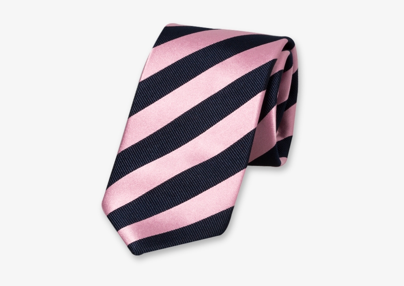 Pink/dark Blue Striped Tie - Necktie, transparent png
