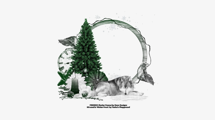 Xmas Wolf Frame - Winter Cluster Frame Png, transparent png