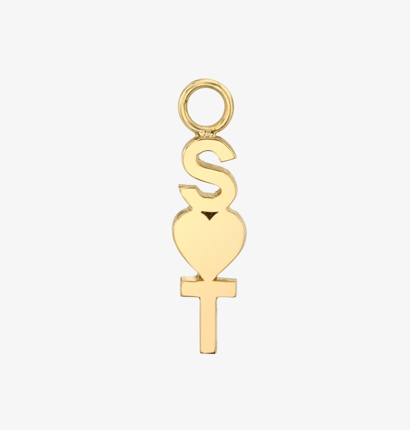 Custom Gold Letter And Symbol Hoop Earring Charm - Chain, transparent png