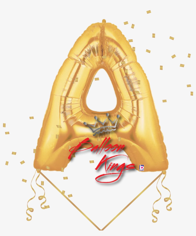 Gold Letter A - 14'' Gold Megaloon Letter A Foil Balloon, Air-fill, transparent png