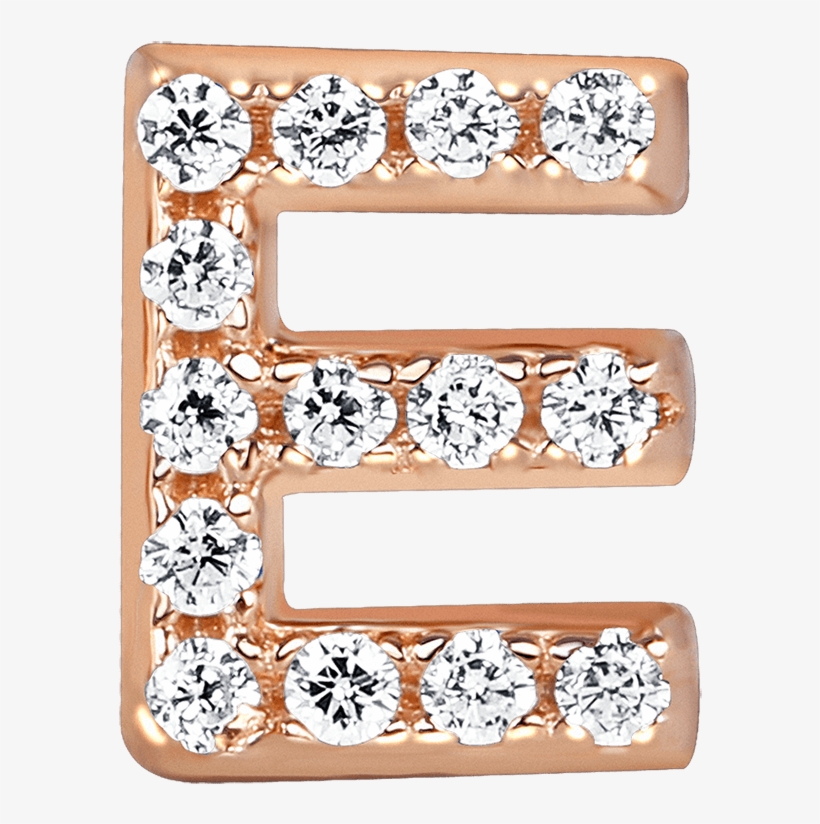 Letter E Locket Charm With White Crystals In Rose Gold - Rose Gold Letter E, transparent png