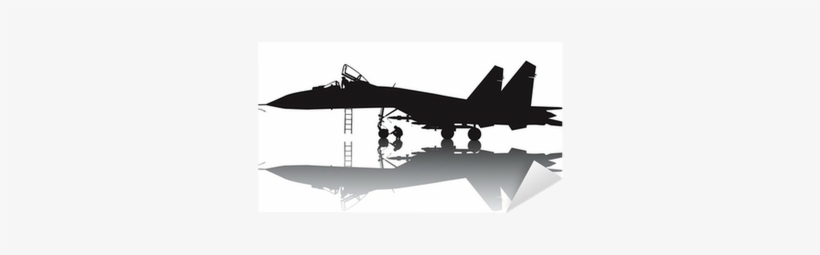 Military Aircraft Vector Silhouette With Reflection - Military, transparent png