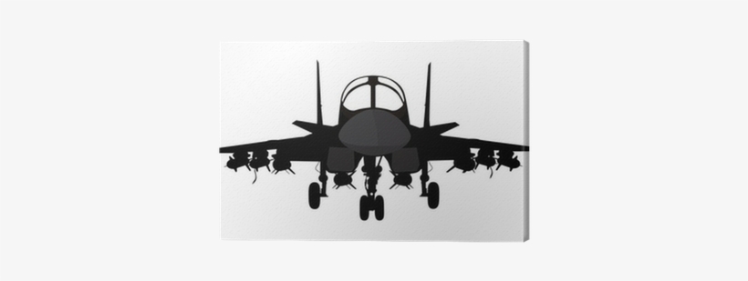 Fighter-bomber Aircraft Vector Silhouette Canvas Print - Adesivo Parede Aviões E Caças, transparent png