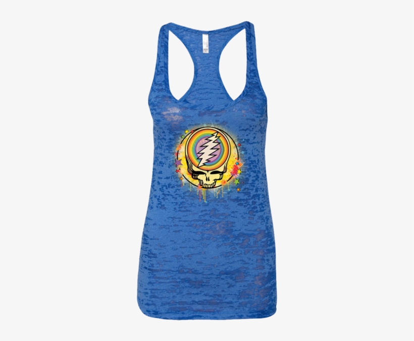 Grateful Dead Rainbow Splatter Stealie Women's Burnout - Stay Beautiful Racerback Tank Summer Tank Women Tank, transparent png