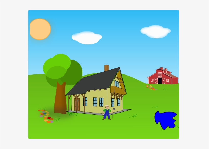 Farm Background With Lake Clip Art - House Clip Art, transparent png