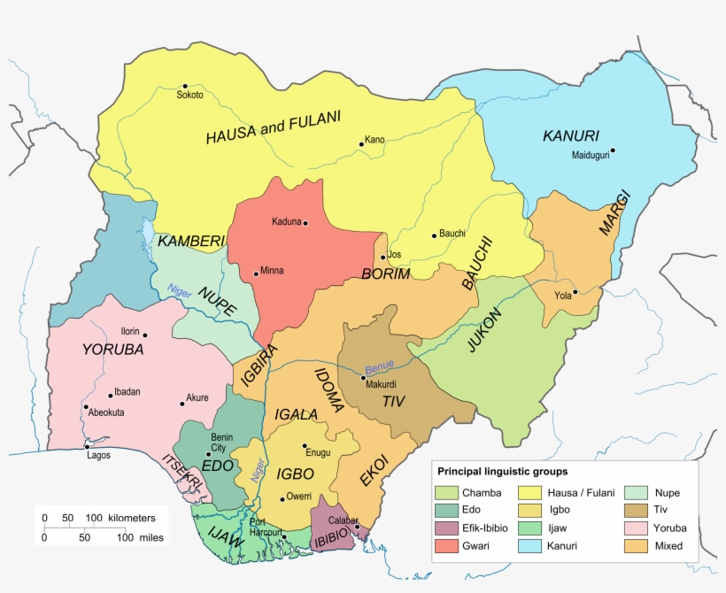 2000px-nigeria Linguistical Map - Nigeria Languages, transparent png