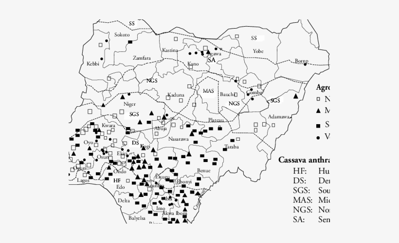 Map Of Nigeria Showing The Distribution Of Cad Across - Map, transparent png