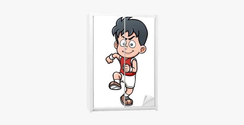 Vector Illustration Of Runner Boy Wardrobe Sticker - Illustration, transparent png