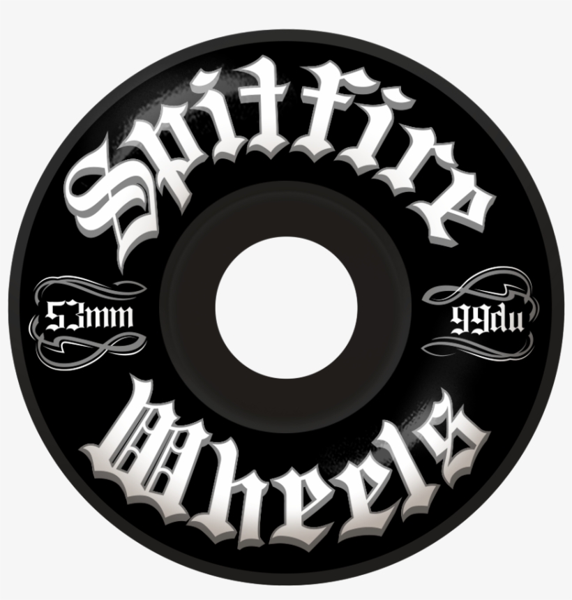 Spitfire Wheels Por Vida 99du 53mm Black - Spitfire Wheels Por Vida Black Skateboard Wheels -, transparent png