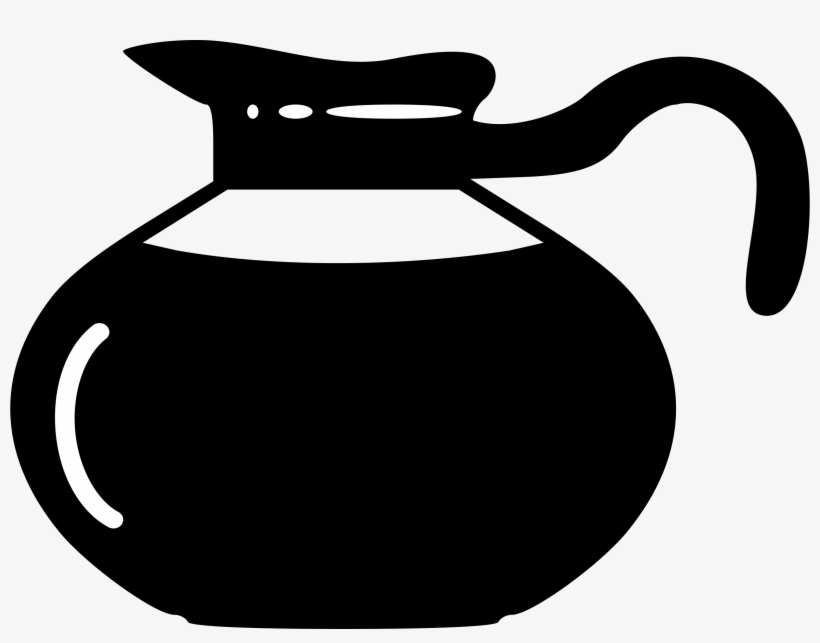 Big Image - Black And White Coffee Pot Clipart, transparent png
