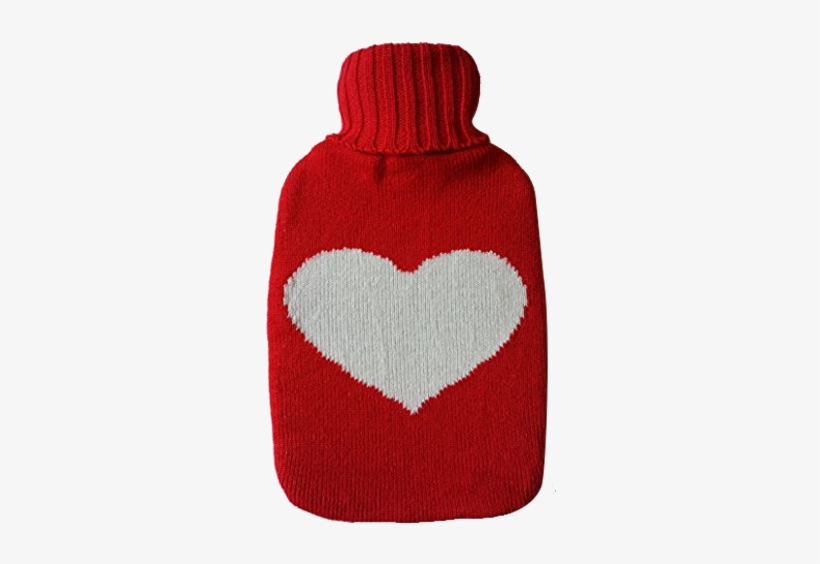 Warm Tradition Big Heart Knit Hot Water Bottle Cover- - Water, transparent png