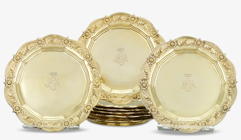 Chrysanthemum Silver Gilt Salad Plates By Tiffany & - Silver, transparent png