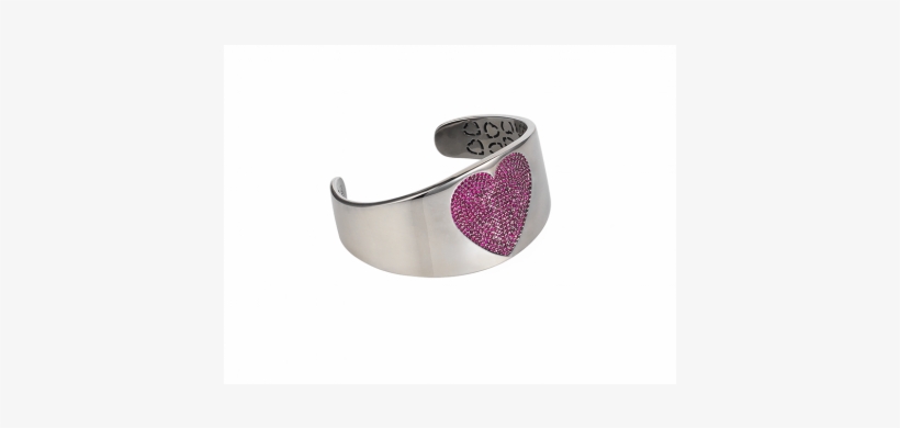 Heart Bangle Silver Ruby Cz Stones - Silver, transparent png