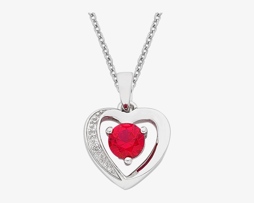 White Gold Ruby & Diamond Heart Pendant - Necklace, transparent png