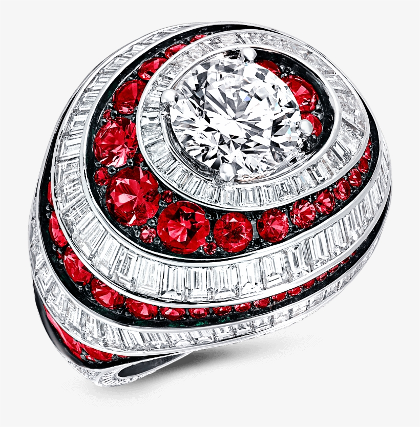 A Graff Ruby And Diamond Swirl Baguette Ring Featuring - Graff Diamonds, transparent png