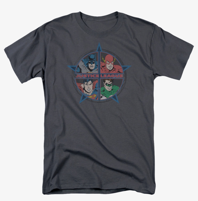 Four Heroes Justice League Shirt - Juniors: Justice League America-four Heroes, transparent png