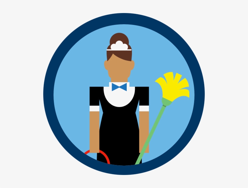 A Woman In A Housekeeping Uniform Holding A Bucket - Hotel House Keeping Icon, transparent png