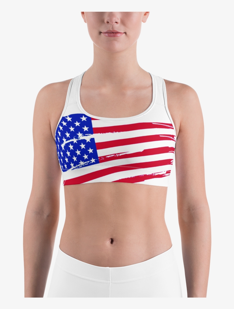 American Flag White Red Blue Women Sports Bra - Us Flag E2 Shower Curtain, transparent png