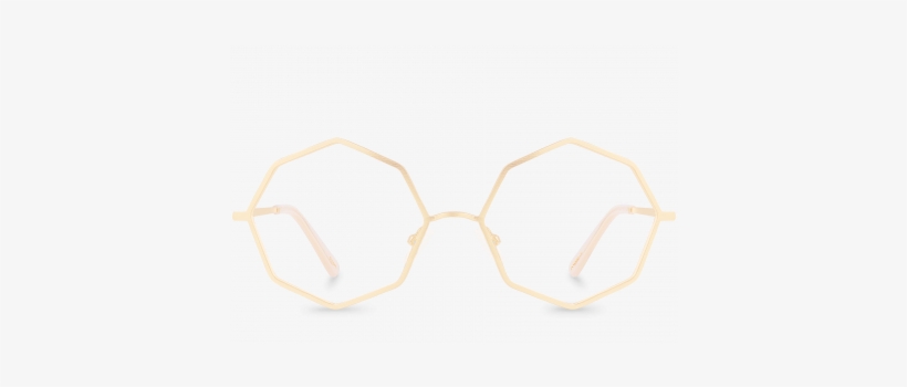 Front View Of Prism Oval Glasses Made From Gold Metal - Gold, transparent png
