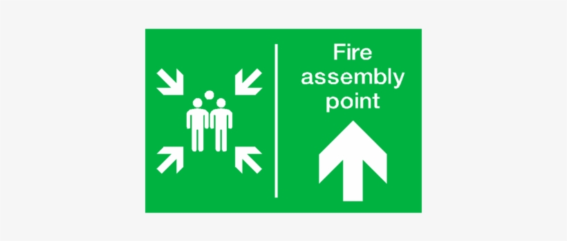Fire Assembly Point Arrow Up Sticker - Assembly Point Safety Signs, transparent png