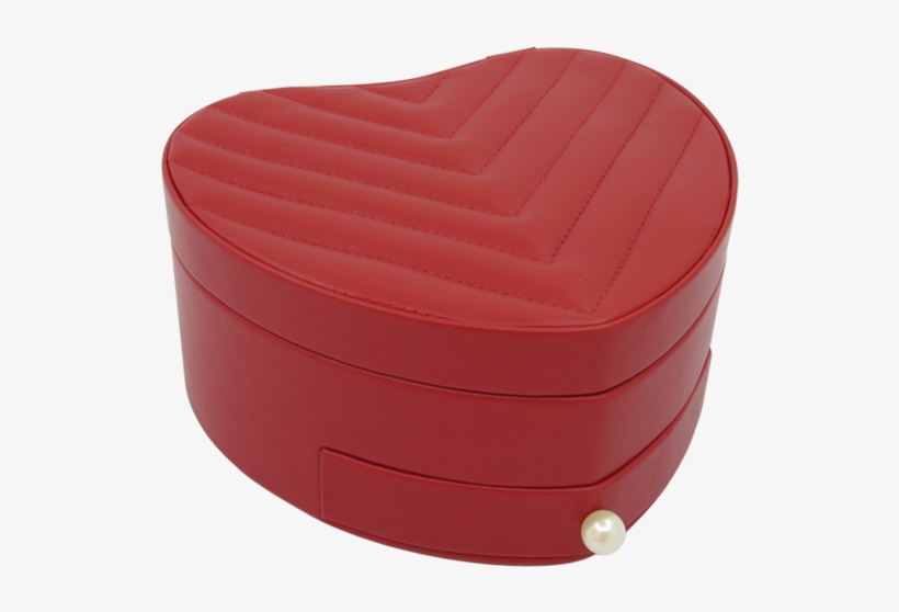 Red Leather Quilted Heart Shaped Small Auto Jewelry - Wood, transparent png