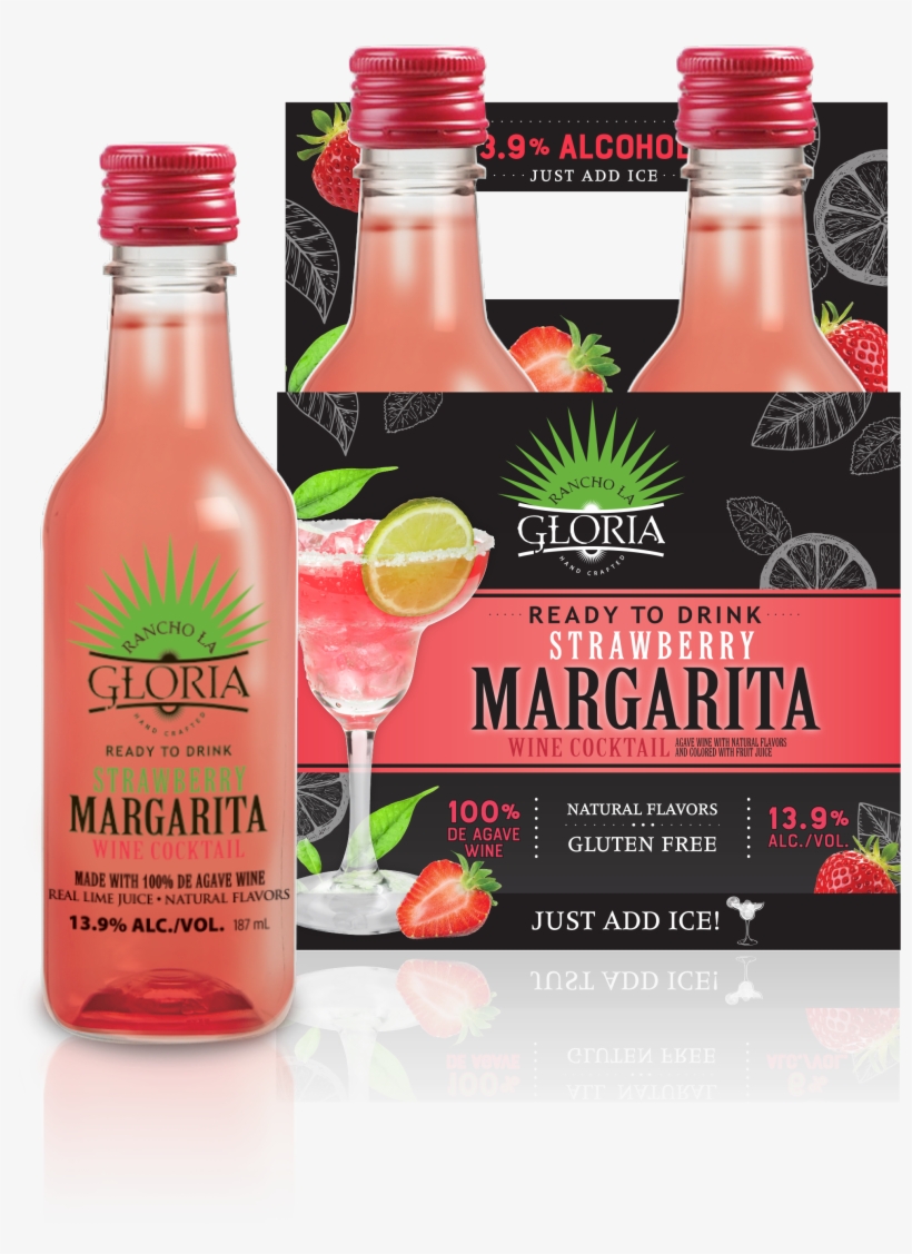 Strawberry Margarita Wine Cocktail 4 Pack 187 - Gloria Margarita Wine Cocktail, transparent png
