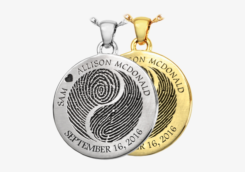Wholesale 2 Fingerprints Yin Yang Jewelry With Text - Military Fingerprint Round Stainless Cremation Pendant, transparent png