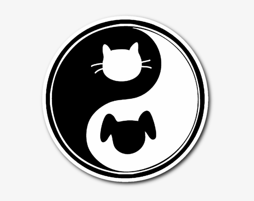 Cat Dog Yin Yang 3" X 3" Vinyl Die Cut Sticker - Ying Yang Cats, transparent png
