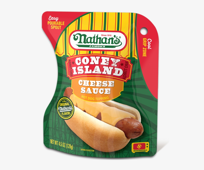 Coney Island Cheese Sauce Hot Dog Topping - Nathan's Hot Dogs, transparent png