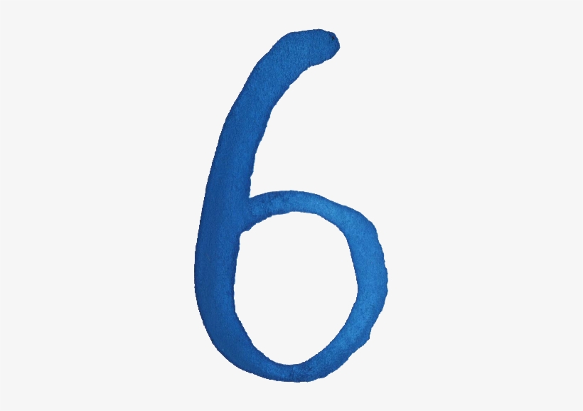 Free Download - Watercolor Numbers 6 Png, transparent png