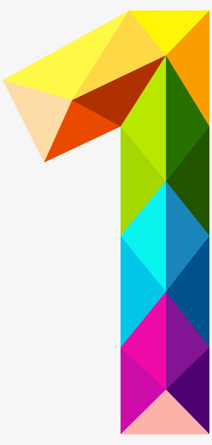 Colourful Triangles Number One Png Clipart Image - Colourful Number One, transparent png
