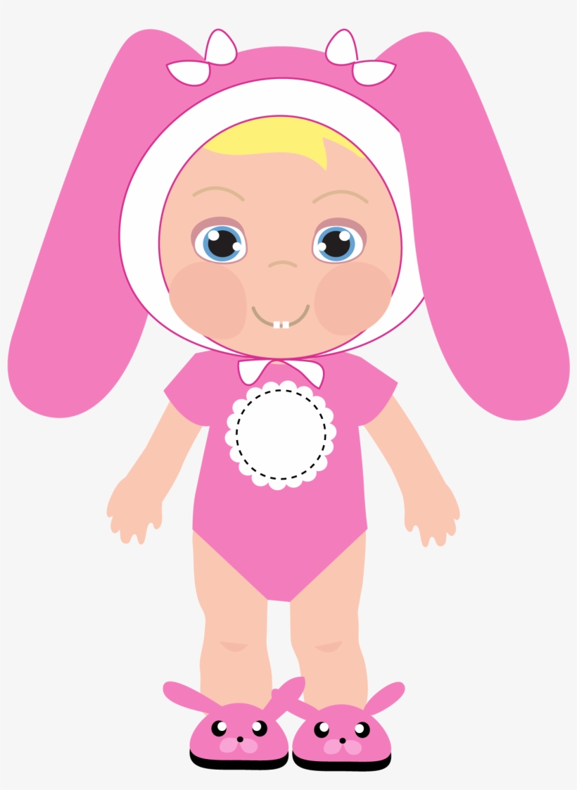 Baby Girl Clip Art - Rabbit And Girl Clip Art, transparent png