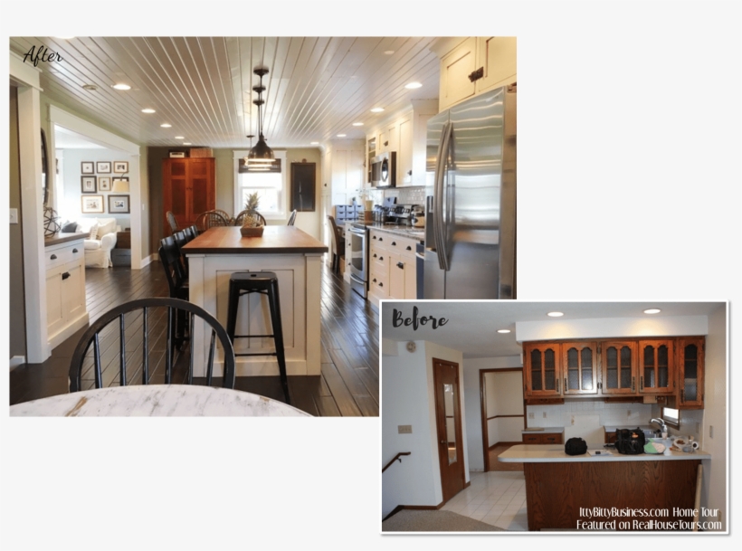 White Farmhouse Kitchen Before And After Renovation - Interior Design, transparent png