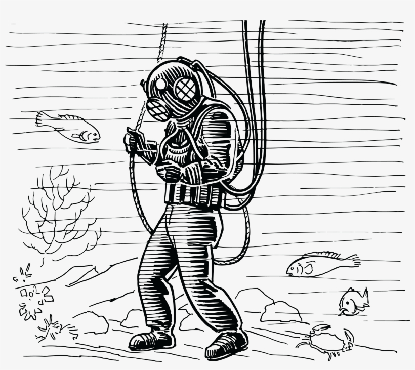 861 Free Clipart Of A Vintage Diver 4,000 - Vintage Deep Sea Diver, transparent png