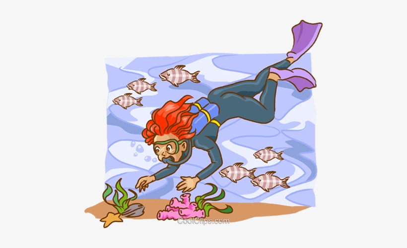 Scuba Diver With Fish Royalty Free Vector Clip Art - Clip Art, transparent png