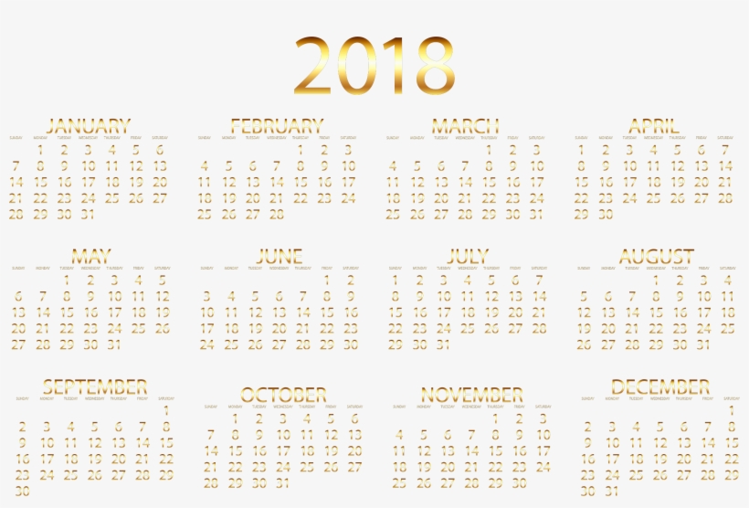 Image Download Gold No Background Big Image Png - Calendar 2018 Transparent Background, transparent png